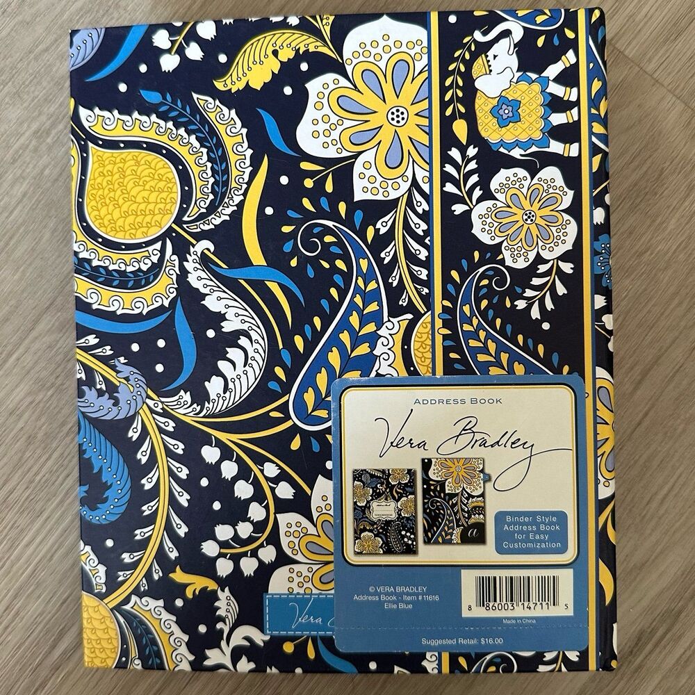 Vera Bradley Address Book Binder Style Ellie Blue Pattern Item #11616 NEW - Picture 2 of 7
